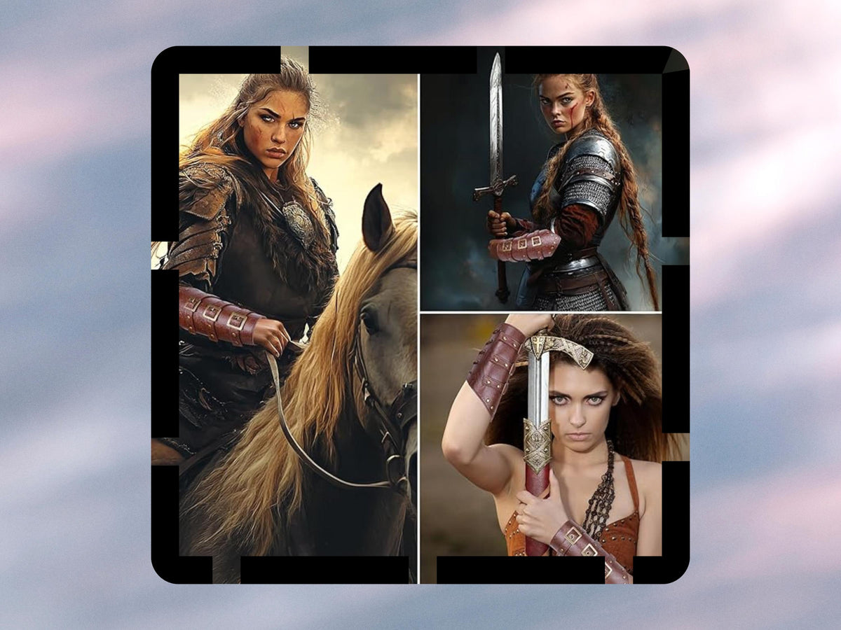 Viking Costume & LARP - Medieval Leather Bracer, Belt and Pouch for Halloween Cosplay, Viking