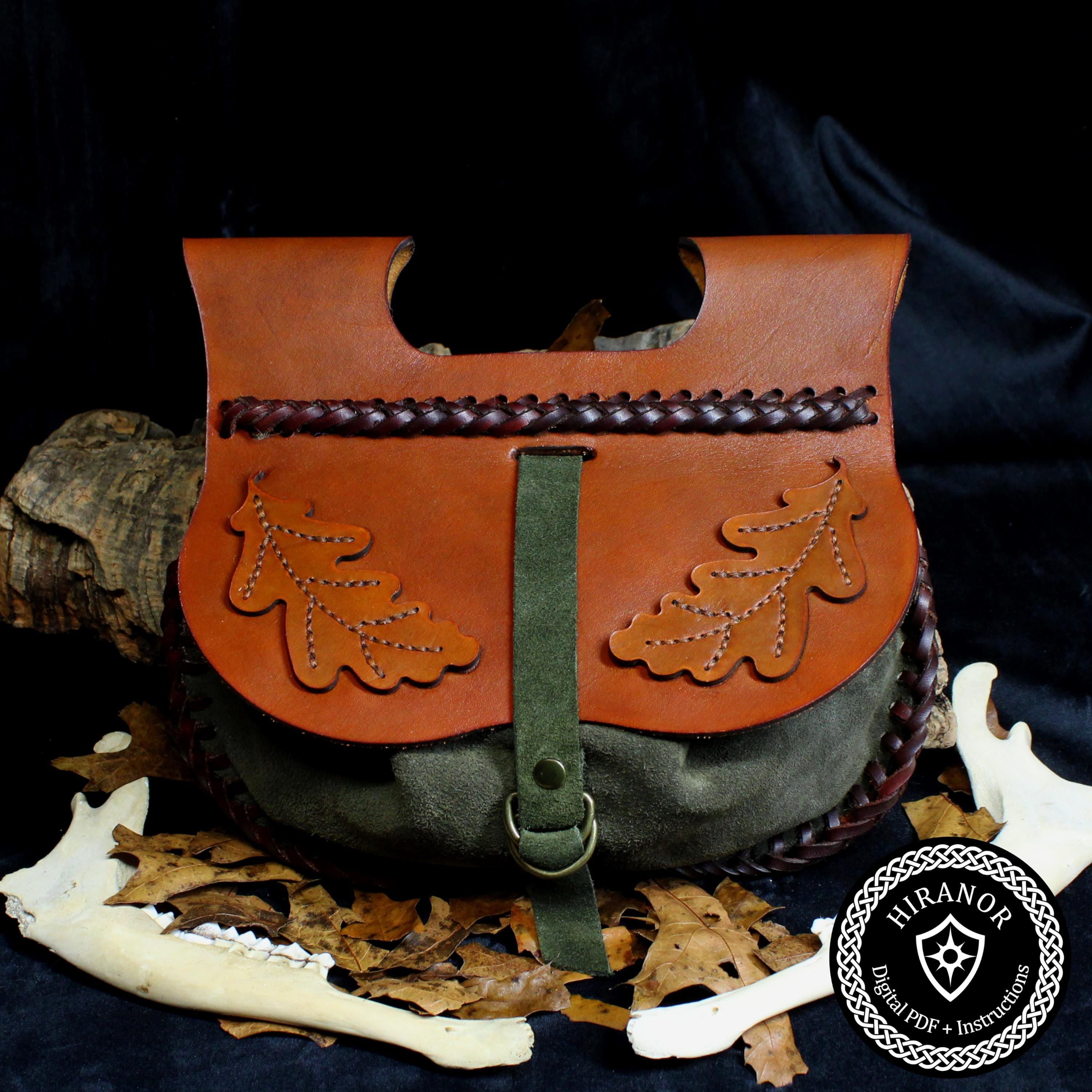 Viking Costume & LARP - Medieval Leather Bracer, Belt and Pouch for Halloween Cosplay, Viking