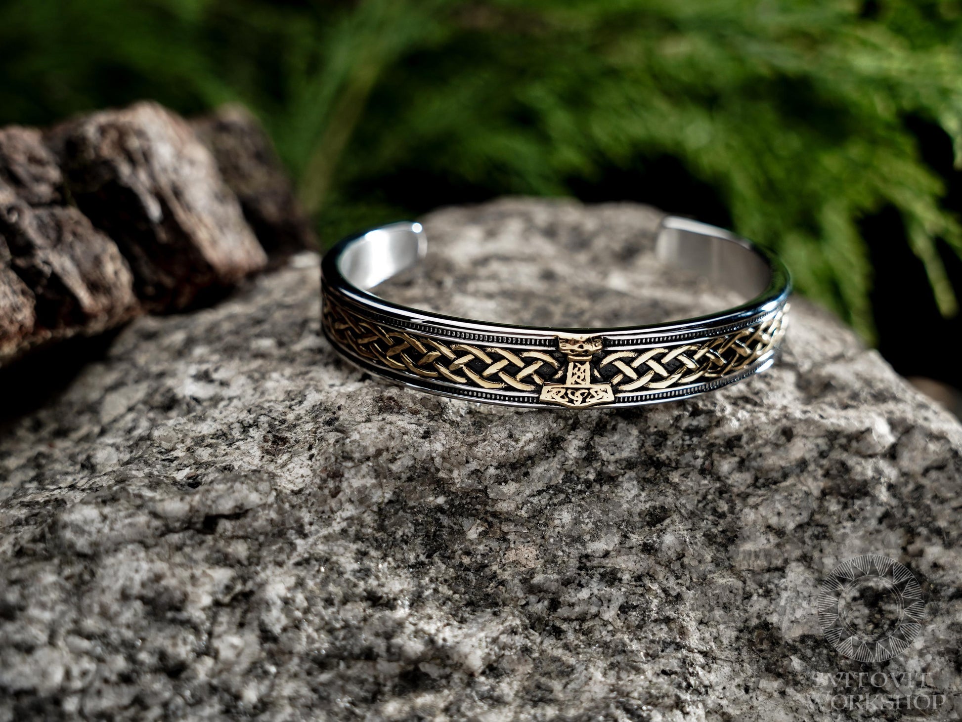 Viking Thor's Hammer Bracelet - Mjolnir Bracelet with Thor Hammer, Braided Viking Leather Bracelet