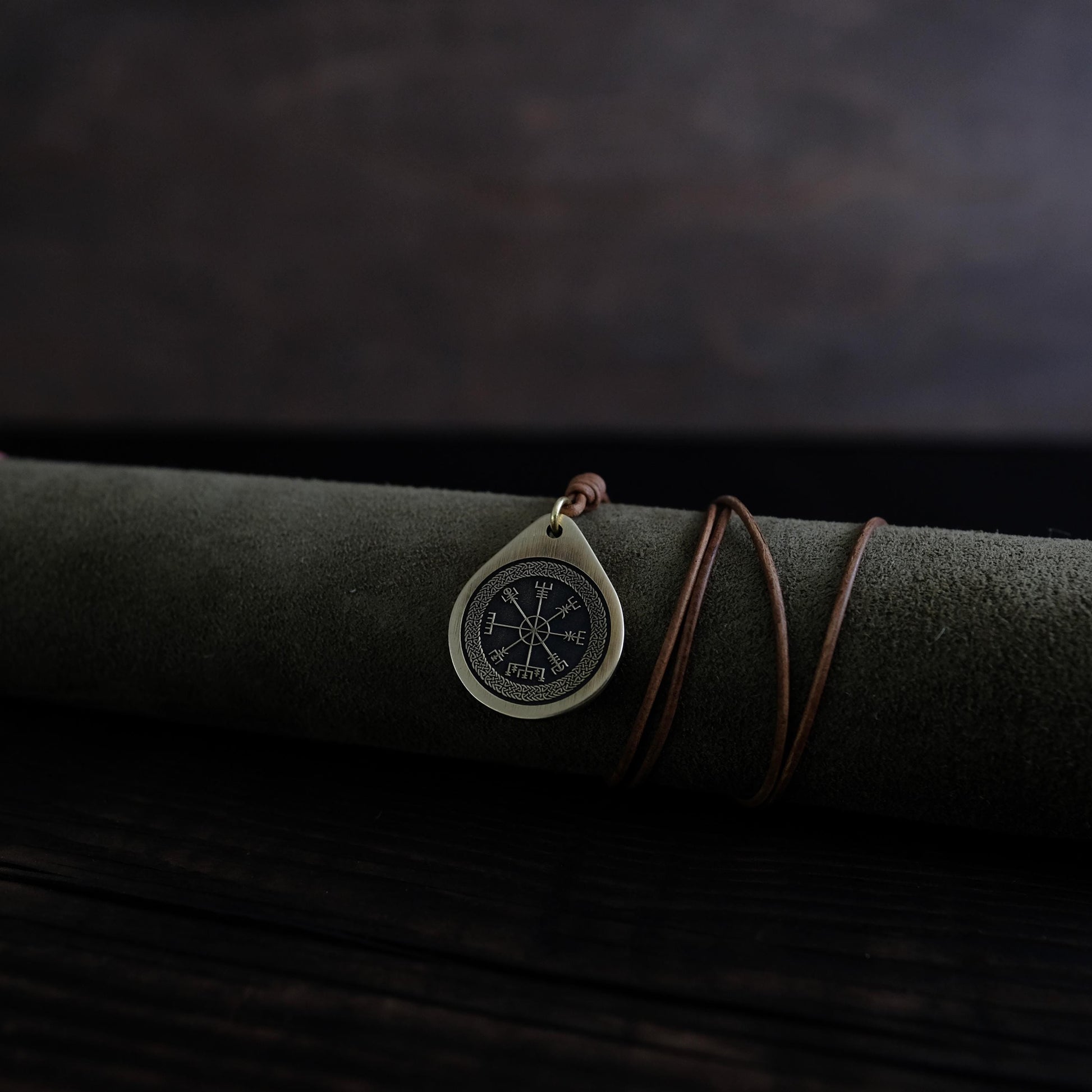 Viking Vegvisir Compass Necklace - Brass Vegvisir Pendant - Norse Viking Compass Necklace
