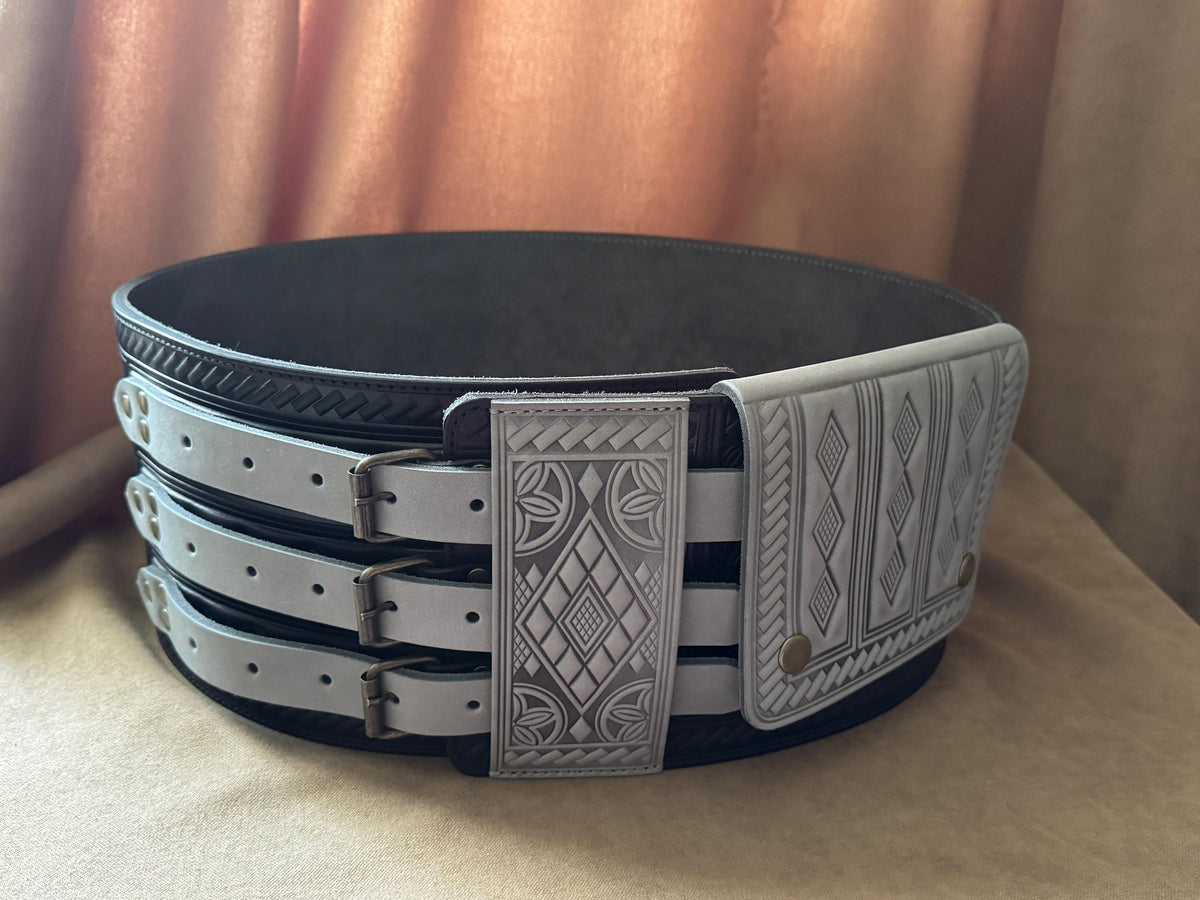 Viking Costume & LARP - Handmade Black Wide Leather Corset Belt, Viking Costume Belt