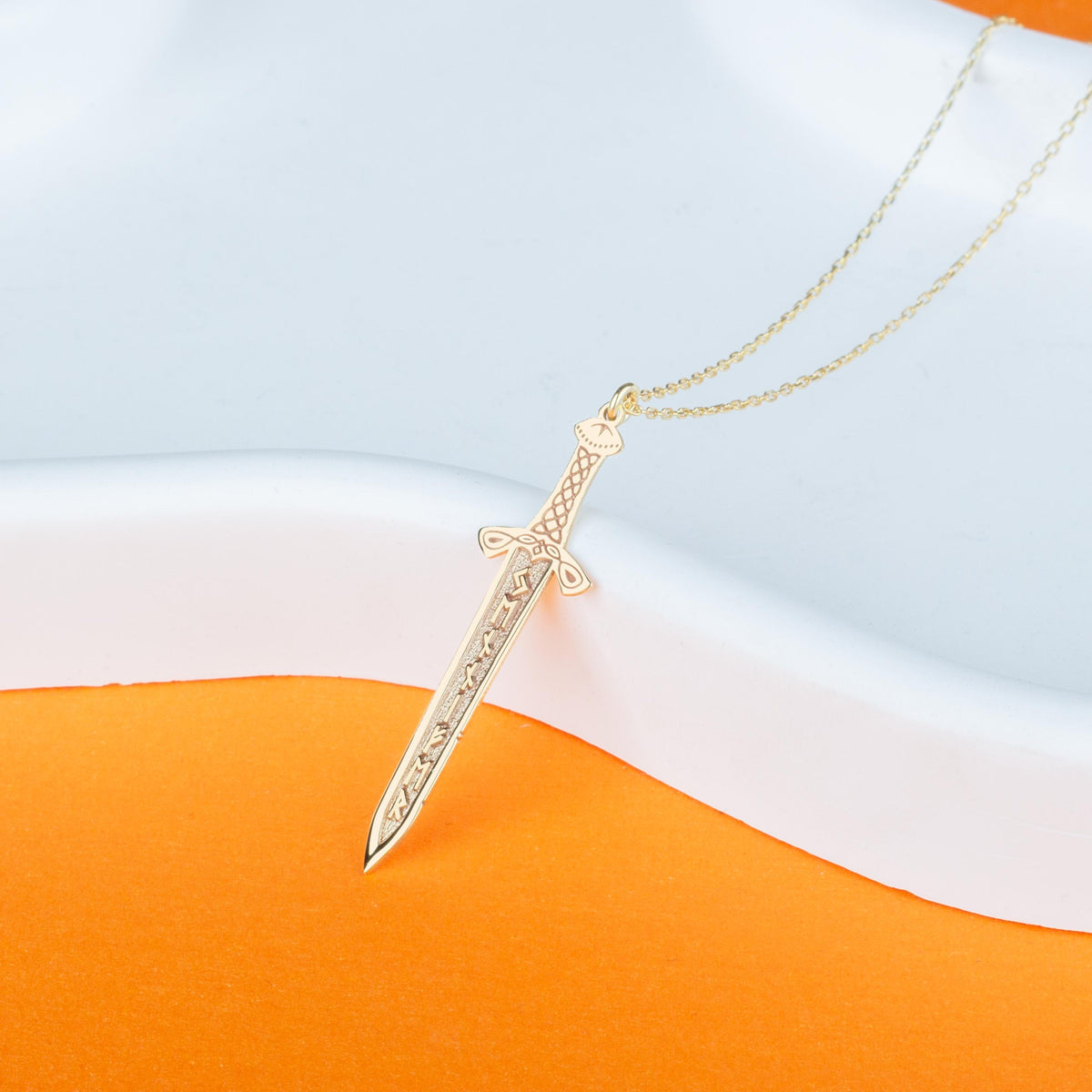 Viking Rune Necklace - Personalized Viking Name Sword Necklace Viking Rune Sword Pendant Celtic