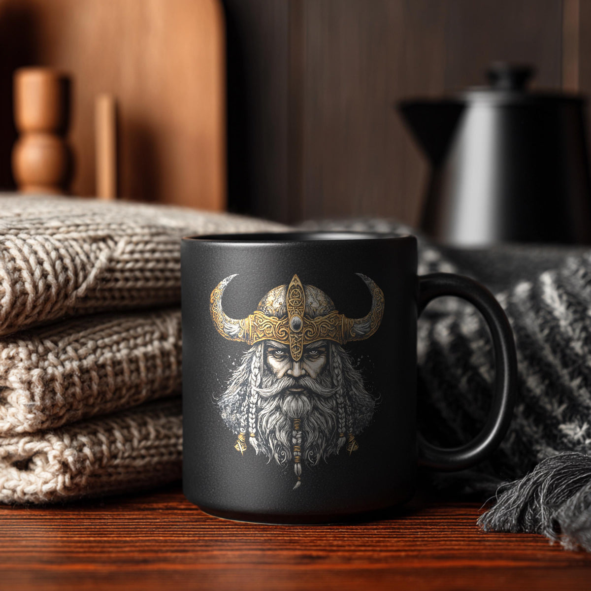 Viking Mug - Viking Coffee Mug, Black Coffee Cup, Father's Day Gift for Him