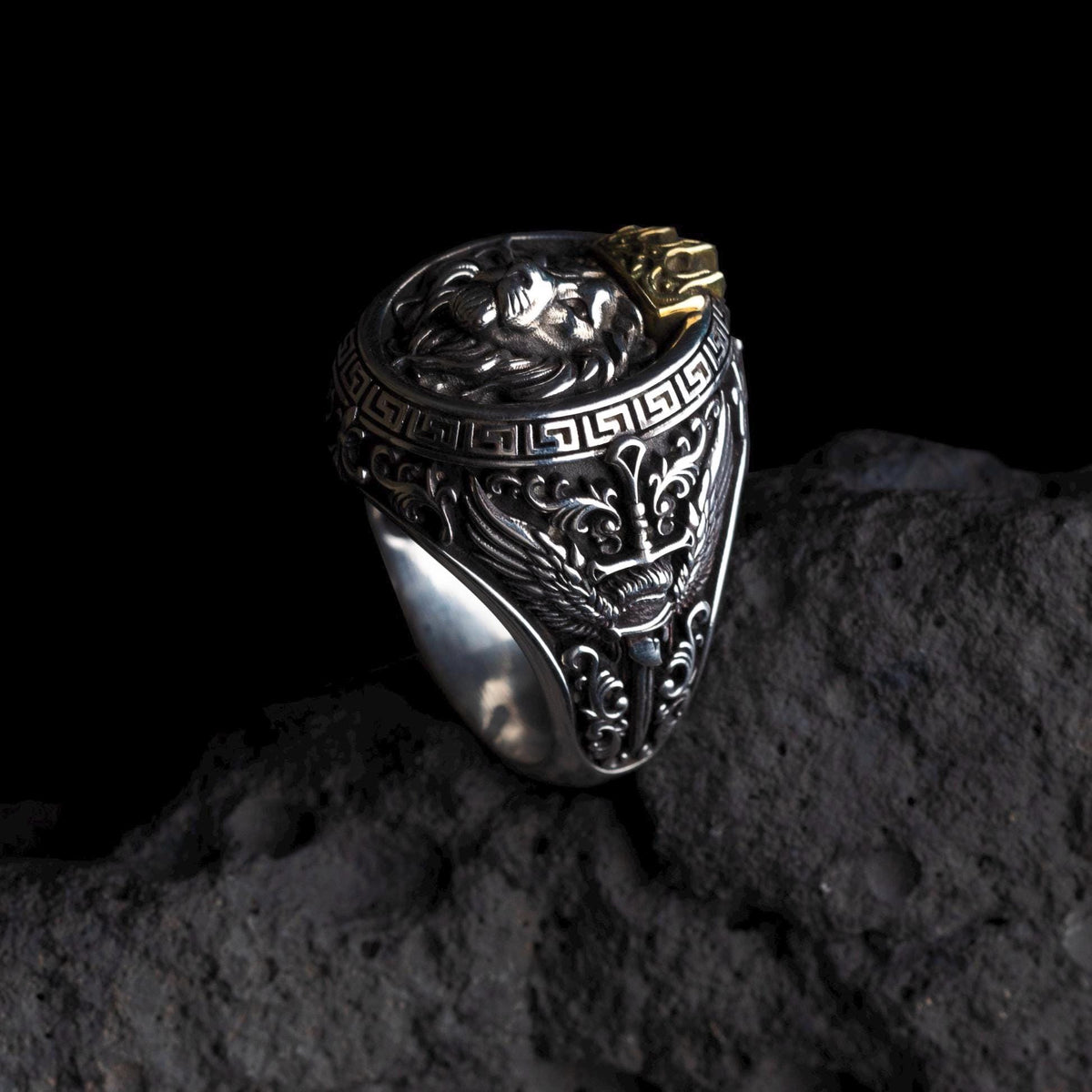 Viking Necklace - Sterling Silver Lion Head Pendant: Viking Sword Amulet