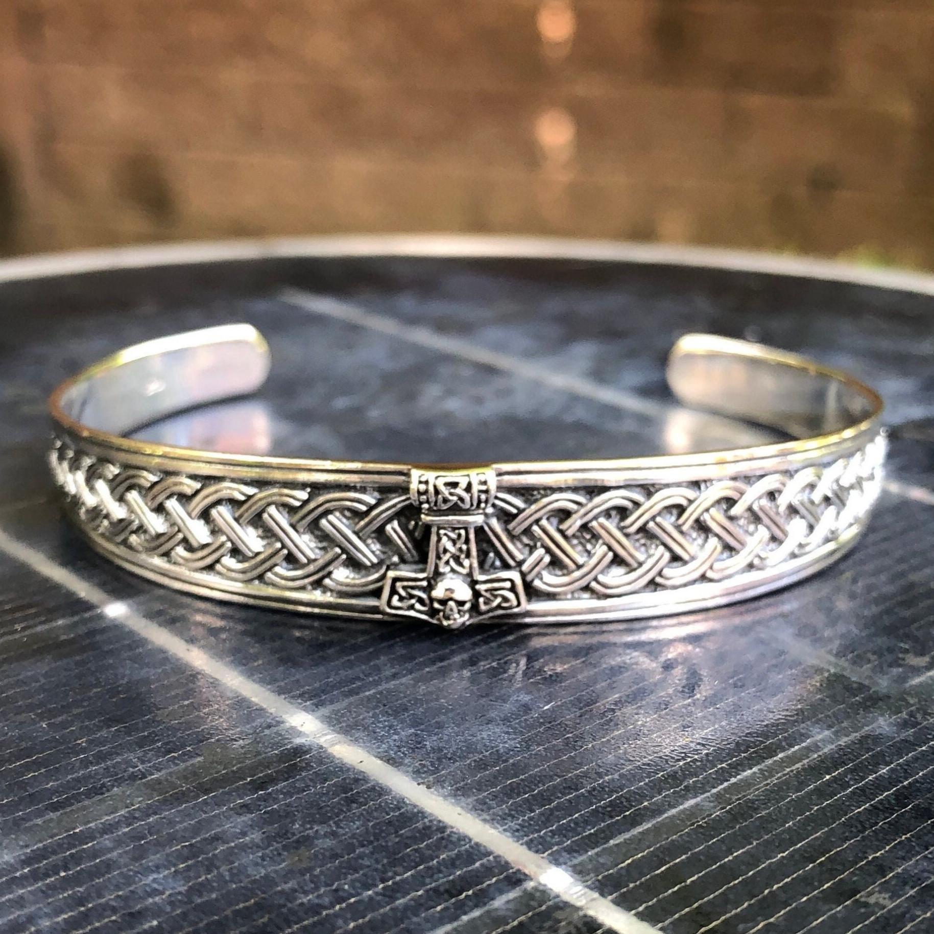 Viking Thor's Hammer Bracelet - Handcrafted 925 Sterling Silver Thor's Hammer Viking Mjolnir Celtic