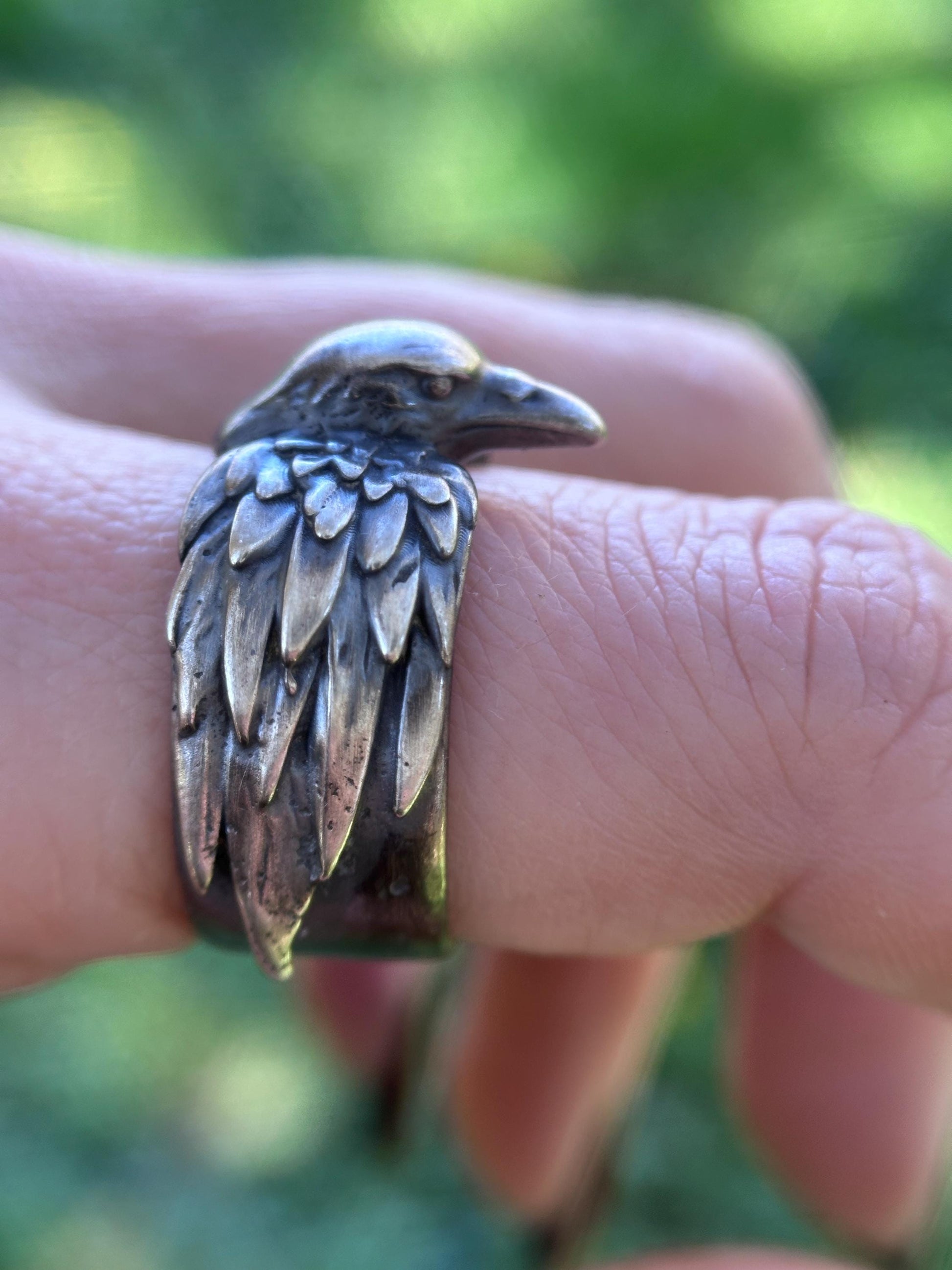 Viking Wolf Ring - Norse Raven Wolf Ring Silver Blue Stone Viking Celtic Knot Band