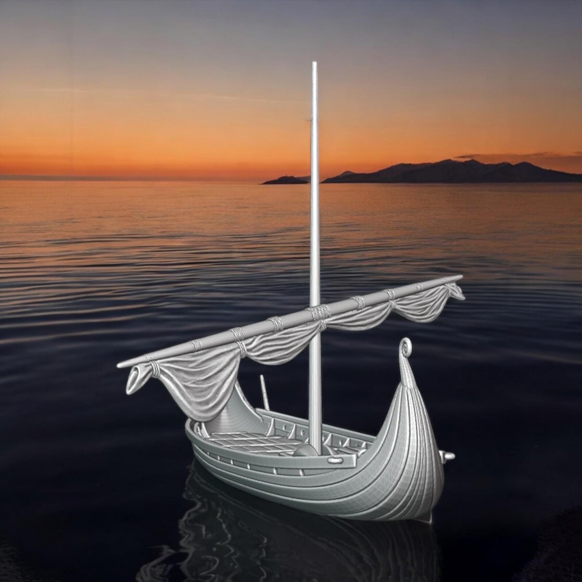 Viking Home Decor - Viking Ship Wooden Sculpture, Nordic Longboat Table Decor, Medieval Boat