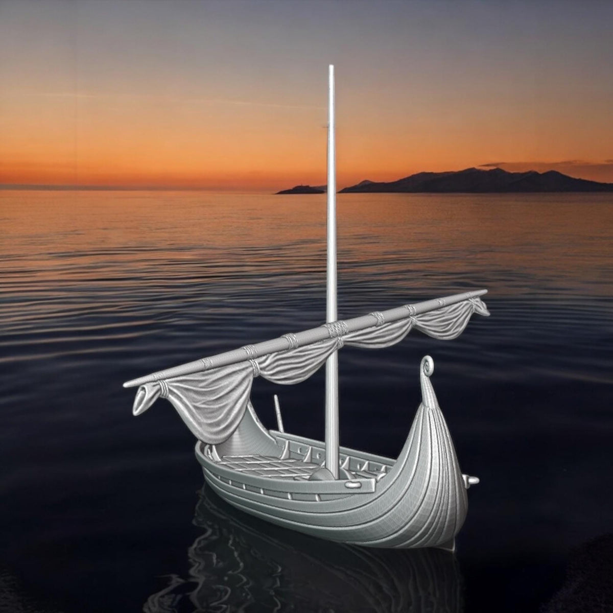 Viking Home Decor - Viking Ship Wooden Sculpture, Nordic Longboat Table Decor, Medieval Boat