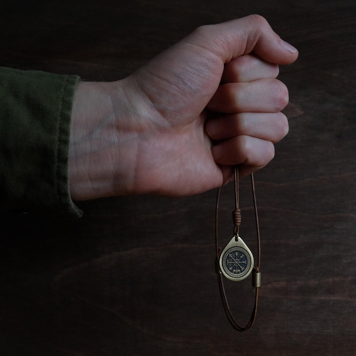 Viking Vegvisir Compass Necklace - Brass Vegvisir Pendant - Norse Viking Compass Necklace