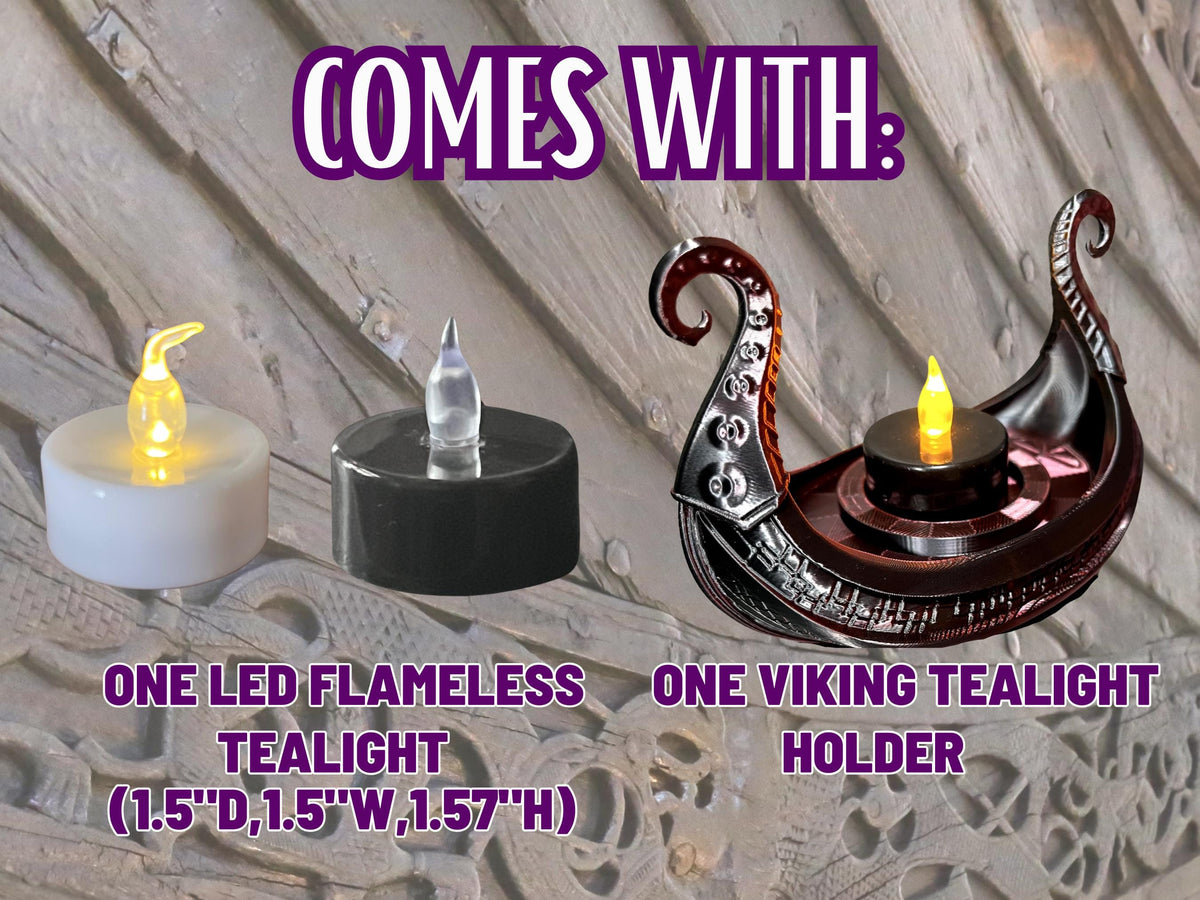 Viking Longship Home Decor - Viking Longship Tealight Holder: Kraken Design, Nordic Decor
