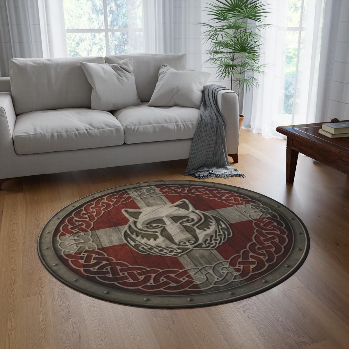 Viking Rug - Round Rug: Viking Knotwork Design, 60" Polyester