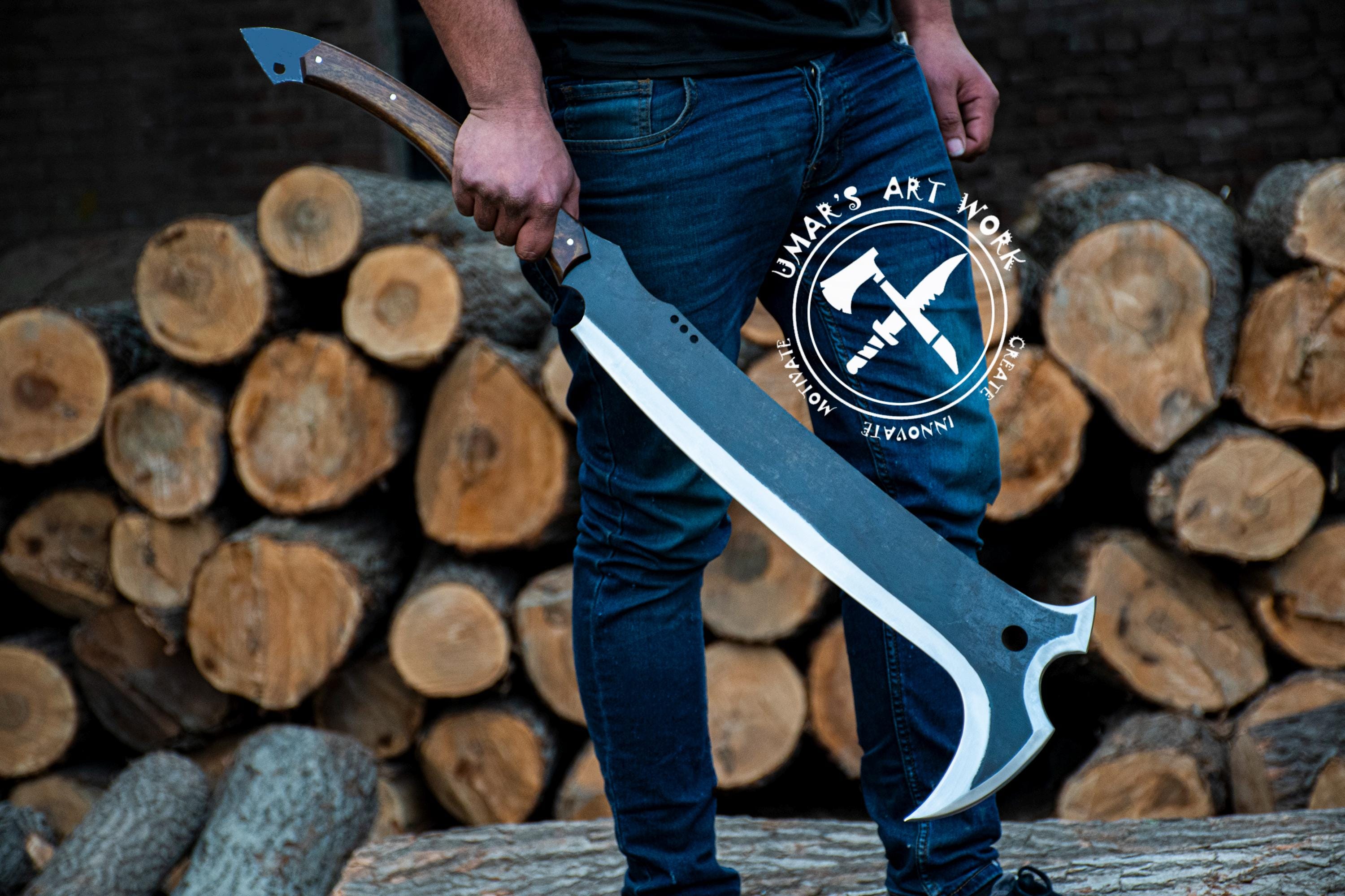 Viking Weapon Replica - Handmade Damascus Steel Celtic Leaf Sword, Viking Medieval Display Sword