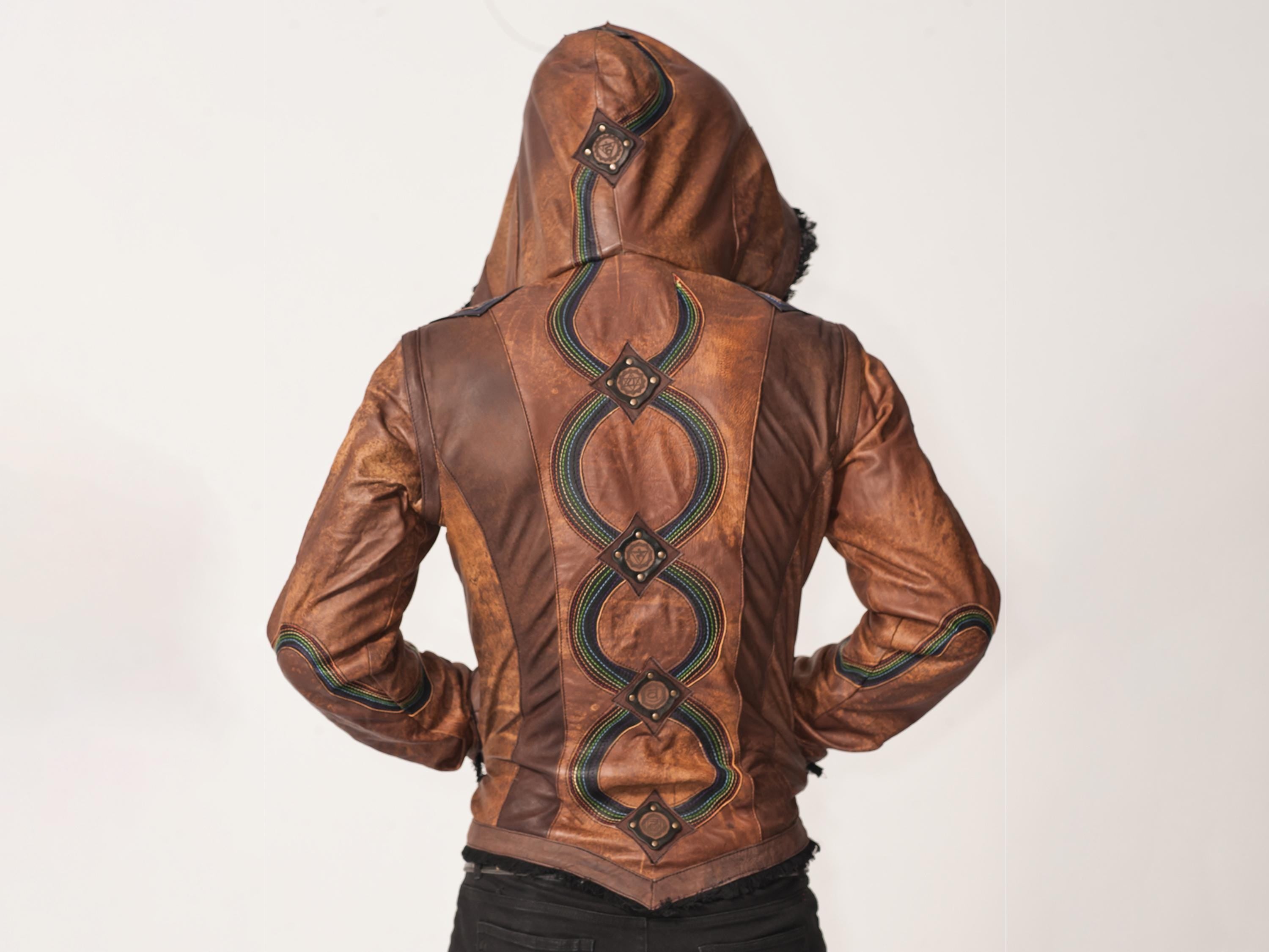 Viking Jacket - Handmade Viking Leather Jacket for Men Norse Warrior Fur Collar Coat, Medieval