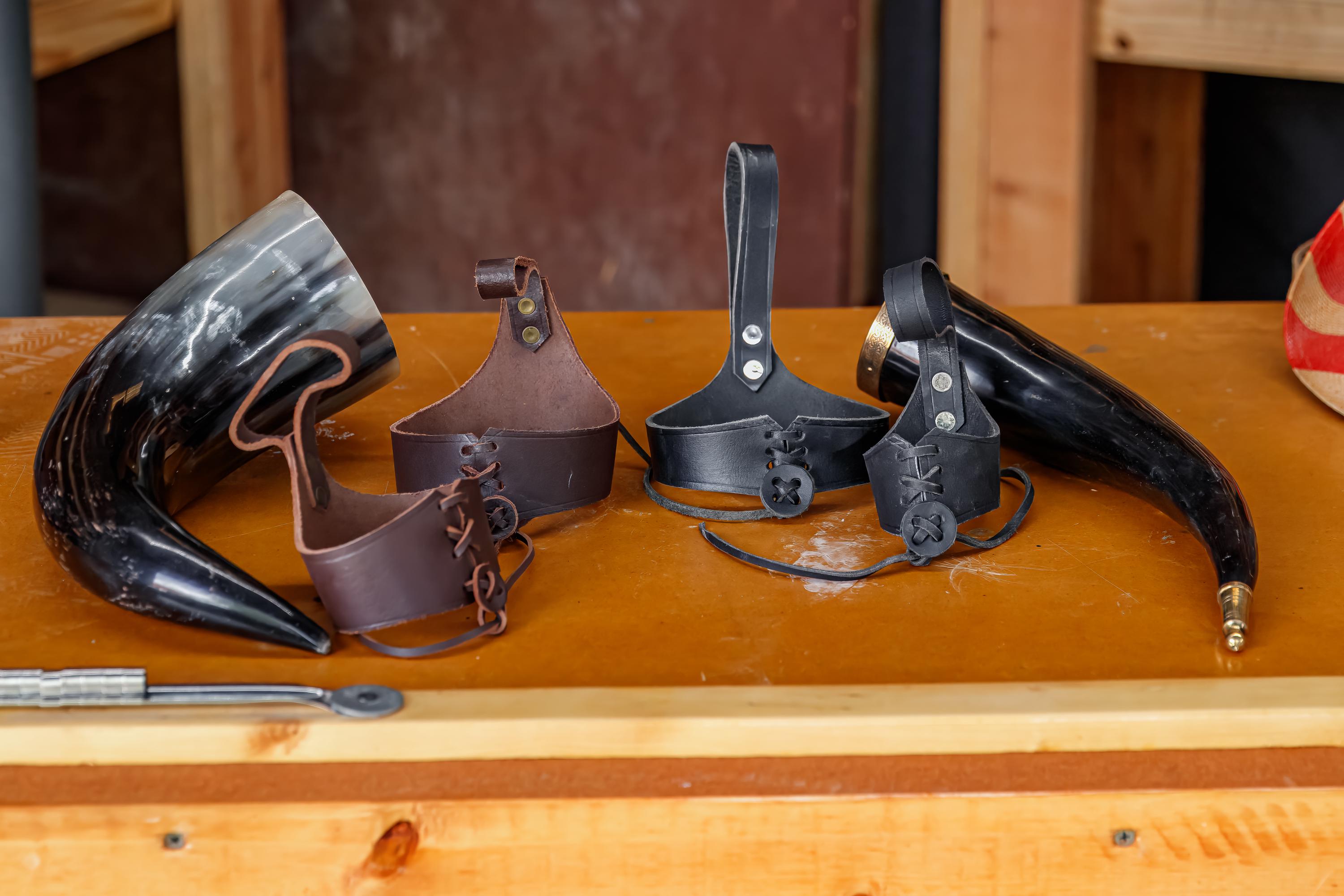 Viking Costume & LARP - Medieval Leather Belt Accessories Set, Viking Cosplay, Renaissance Faire