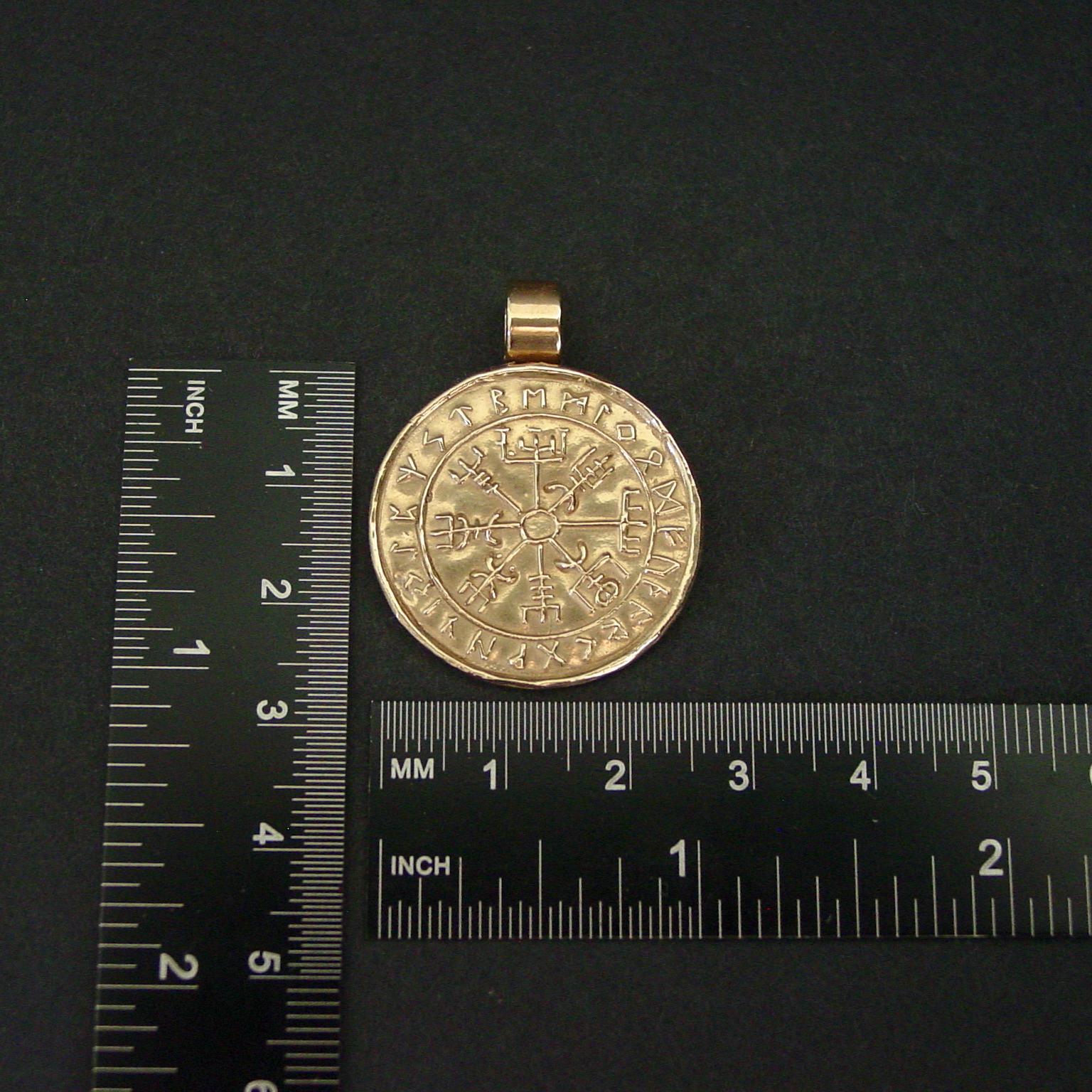 Viking Vegvisir Compass Necklace - Wayfinder Pendant: Hand-Carved Bronze Nordic Vegvisir Viking