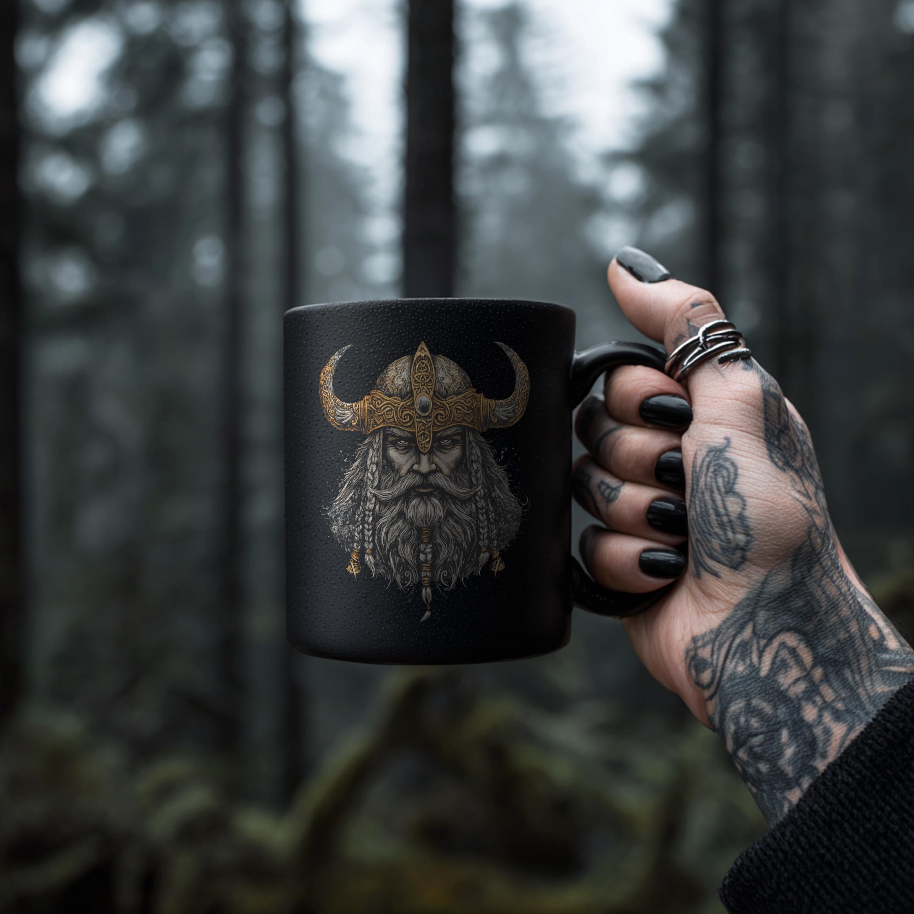 Viking Mug - Viking Coffee Mug, Black Coffee Cup, Father's Day Gift for Him