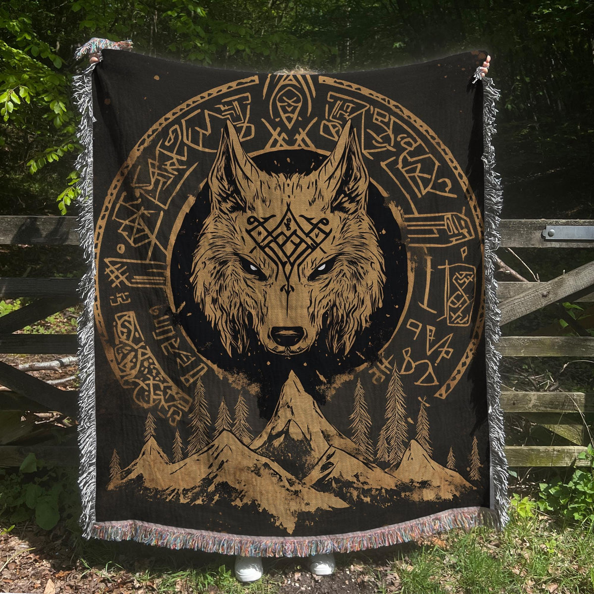 Viking Blanket - Viking Bear Fleece Blanket, Norse Berserker Arctic Throw, Crossed Battle Axes
