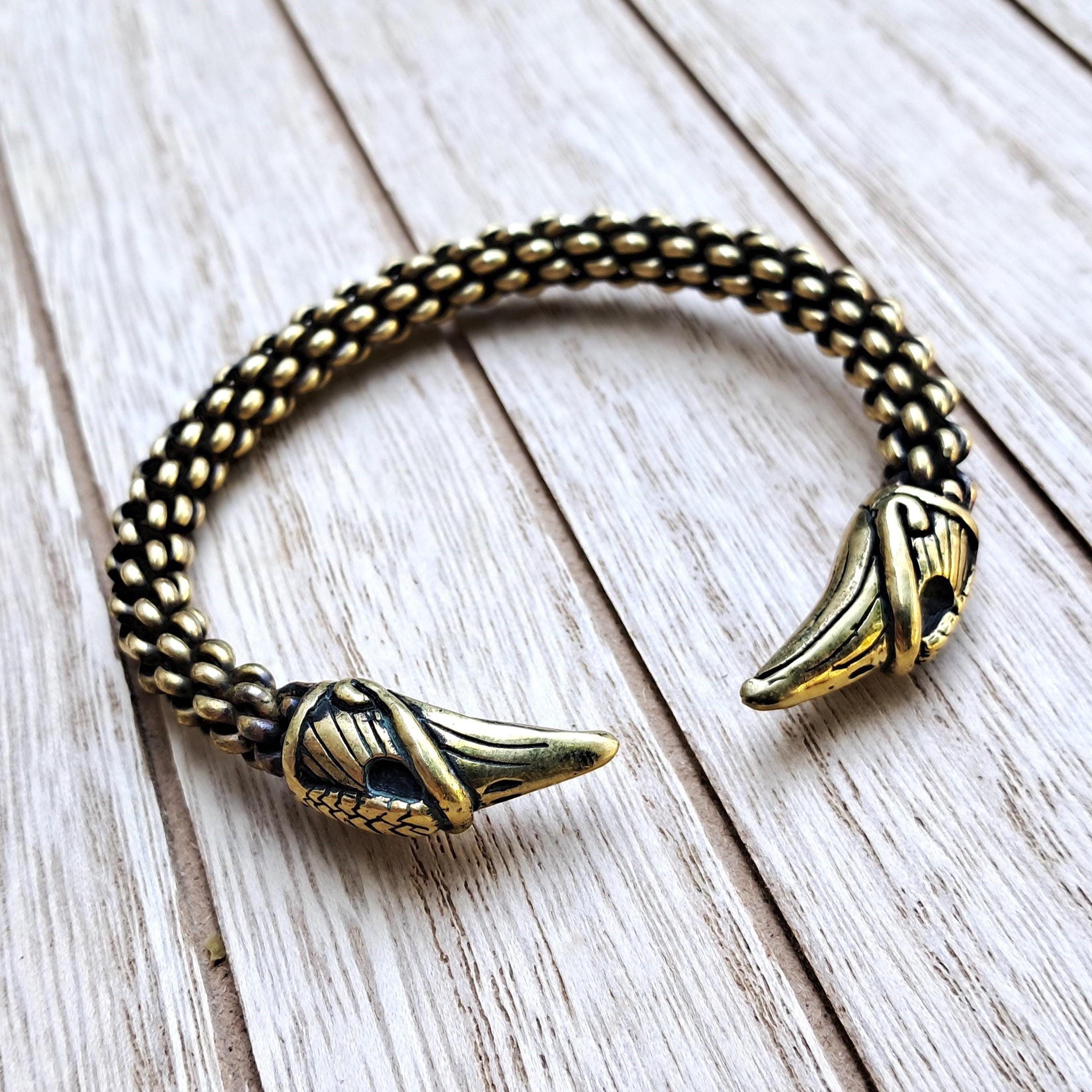 Viking Bracelet - Massive Viking Horse Head Gotland Hand-Woven Bracelet of Norse Warrior – Custom