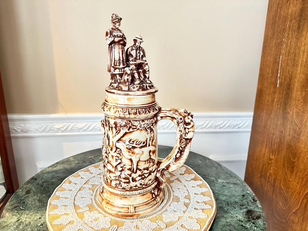 Viking Mug - Vintage Medieval Fantasy Ceramic Beer Stein Wizard Lid Viking Warrior Christmas Gift