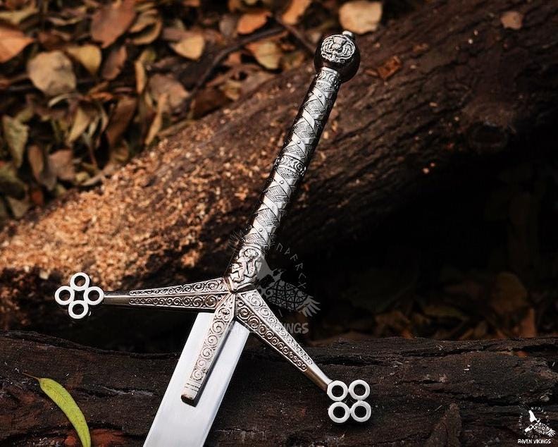 Viking Weapon Replica - Hand Forged Northmen Damascus Sword Replica, Authentic Viking Inspired