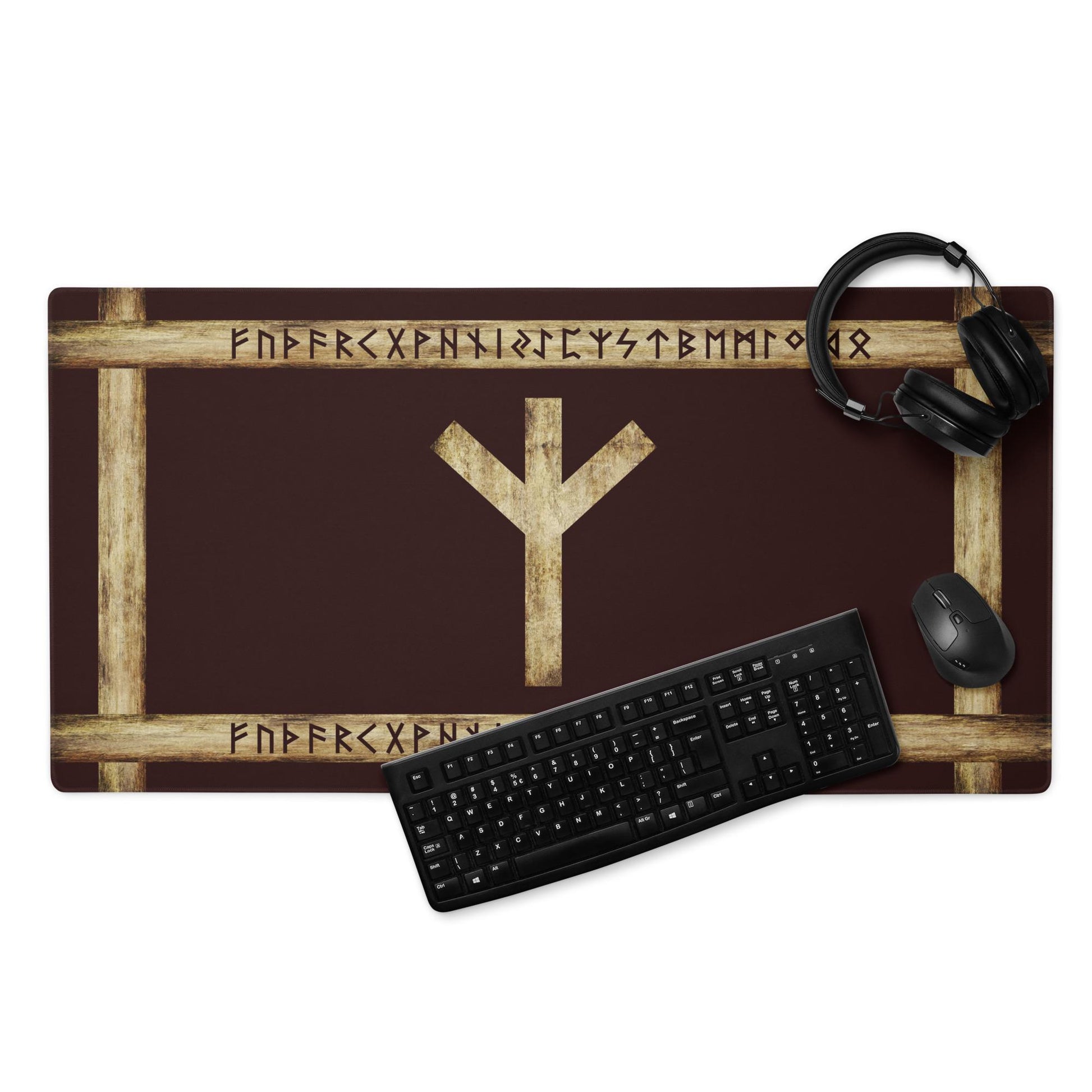 Viking Rune Leather Accessory - Personalized Norse Mythology Desk Mat, Ethnic Norse Name In Viking