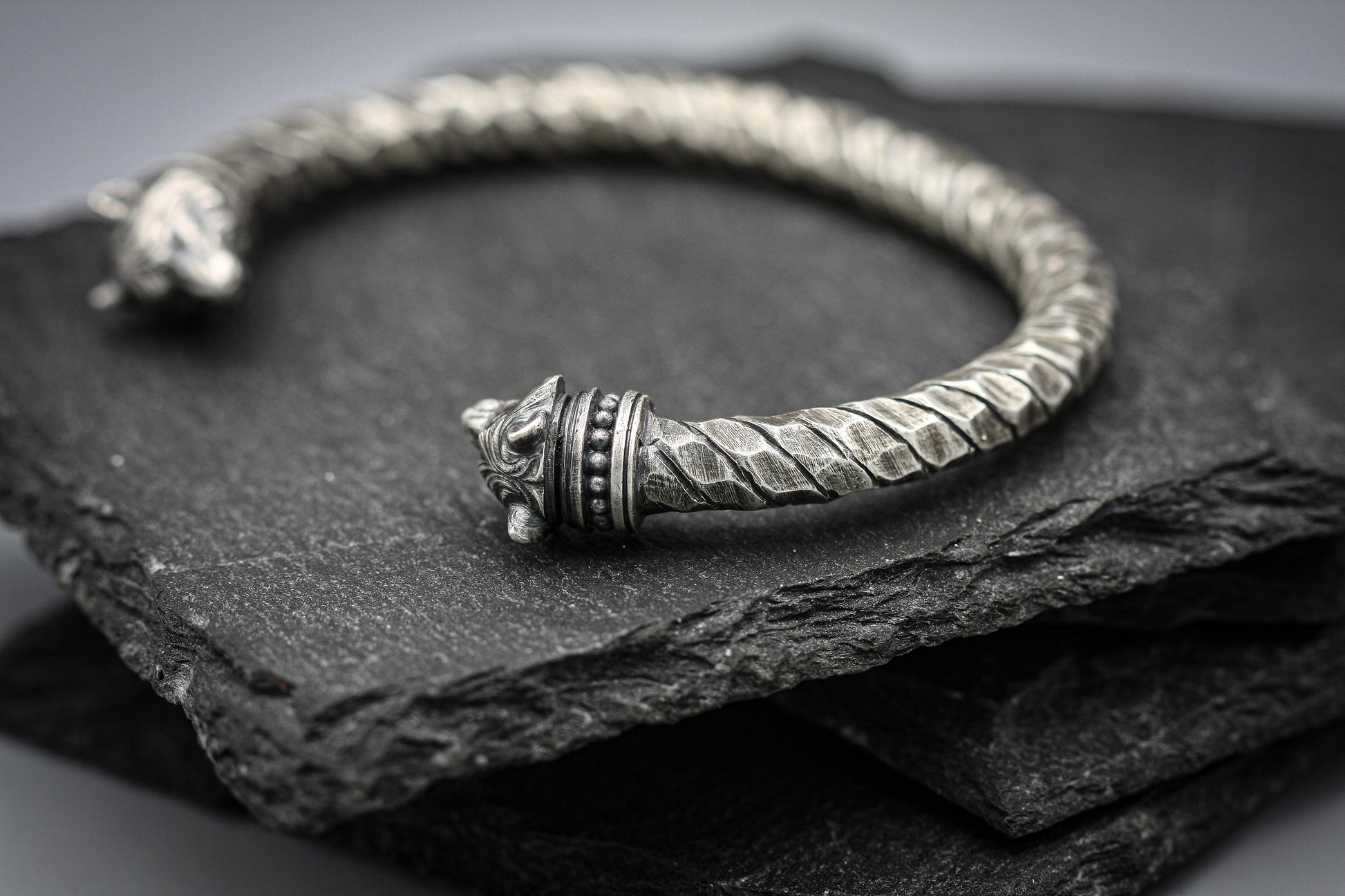 Viking Odin Necklace - Heavy Odin Wolves Viking Bangle Bracelet - 925 Sterling Silver Nordic Amulet