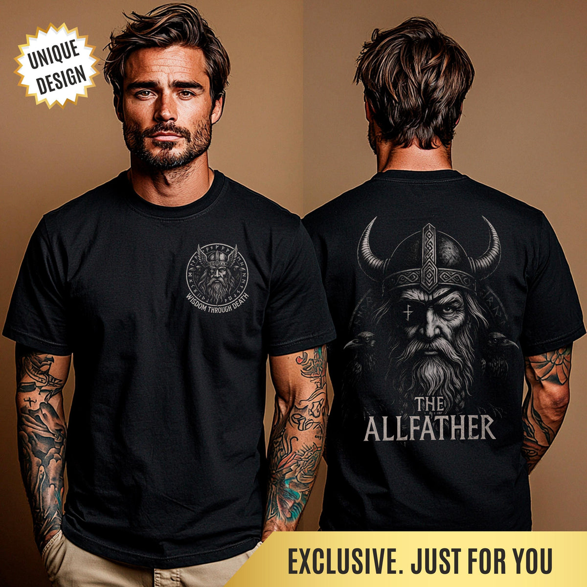 Viking Odin T-Shirt - Odin's Ravens Shirt, Viking Mythology Crow Tee, Garment Dyed Relaxed Fit