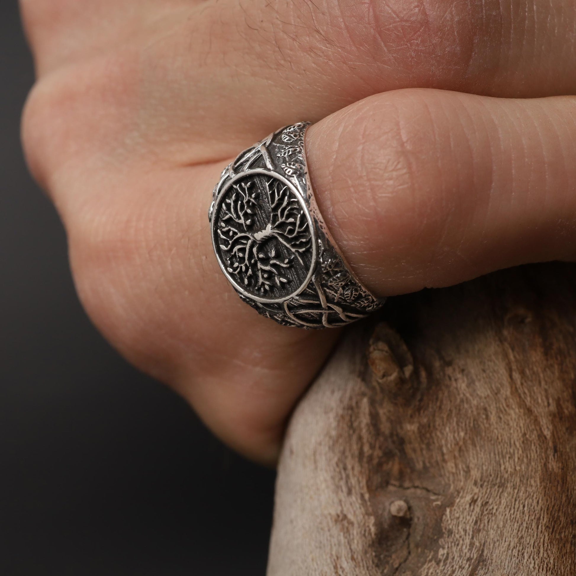 Viking Yggdrasil Tree of Life Ring - 925K Sterling Silver Yggdrasil Ring: Norse Mythology Tree of