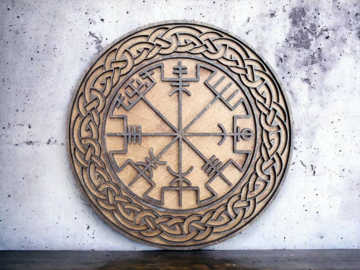 Viking Vegvisir Compass Blanket - Viking Vegvisir Wall Art Wooden Decor, Norse Compass Symbol Wall