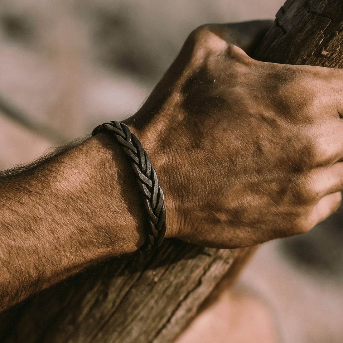 Viking Bracelet - Solace, Handforged Oxidized Copper Bracelet for Men, braided Viking Cuff Bangle