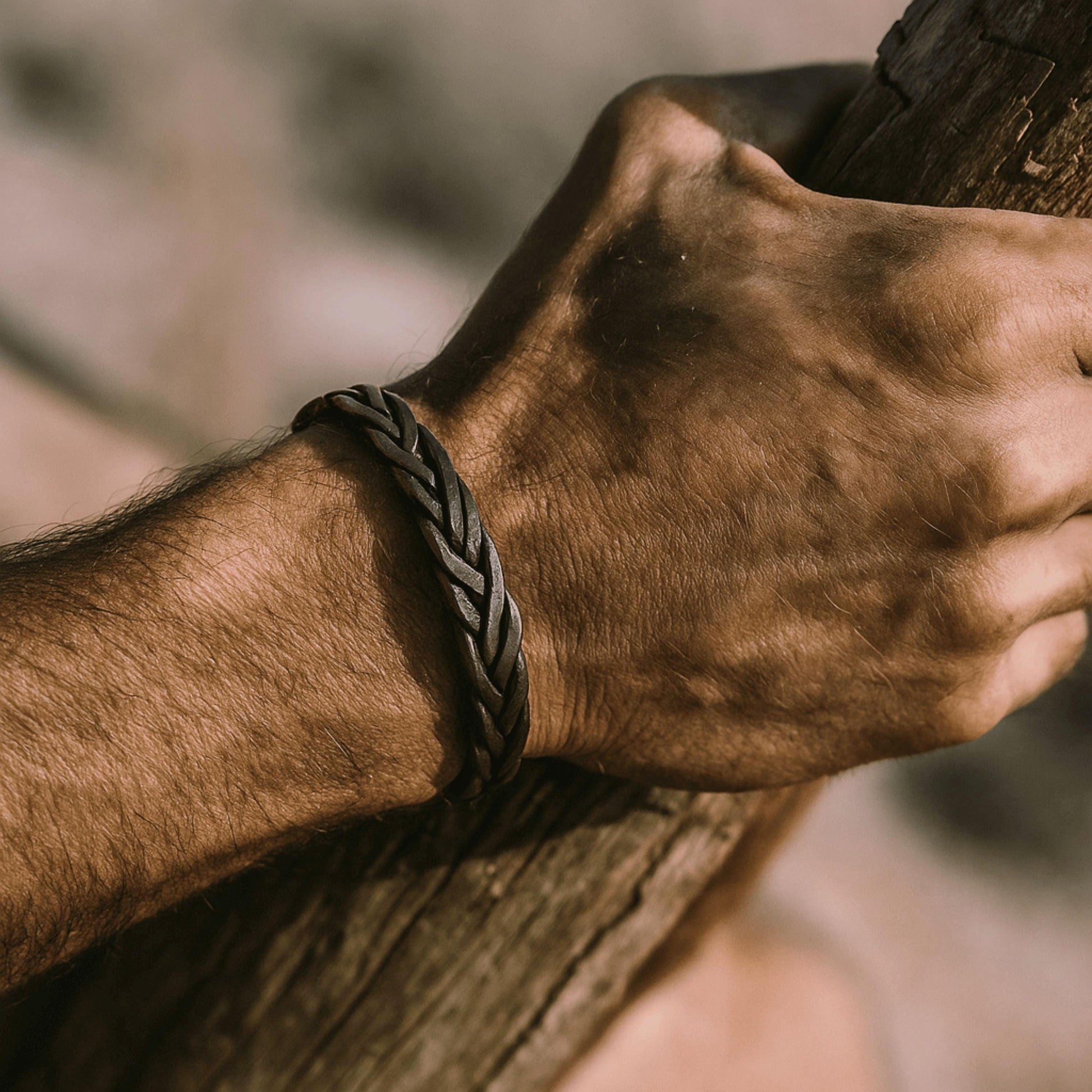 Viking Bracelet - Solace, Handforged Oxidized Copper Bracelet for Men, braided Viking Cuff Bangle