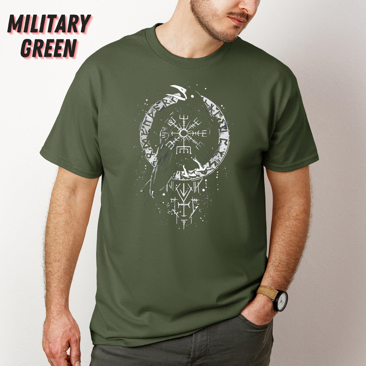 Viking Odin T-Shirt - Odin Ravens Viking Shirt, Huginn Muninn Norse Mythology Tee