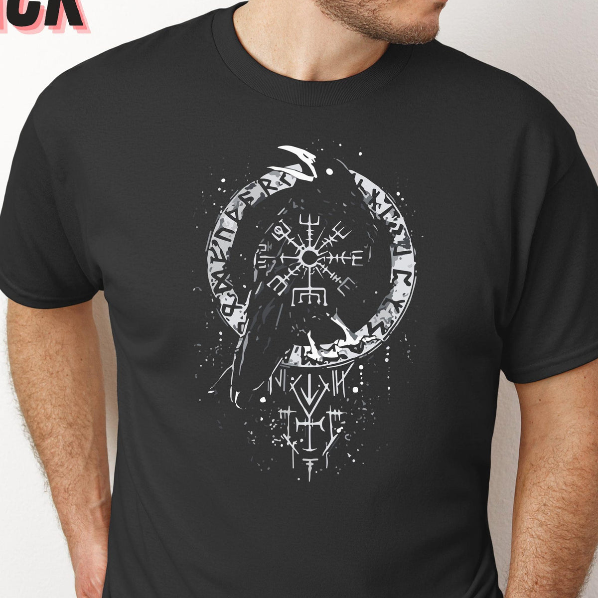 Viking Odin T-Shirt - Odin's Ravens Shirt, Viking Mythology Crow Tee, Garment Dyed Relaxed Fit