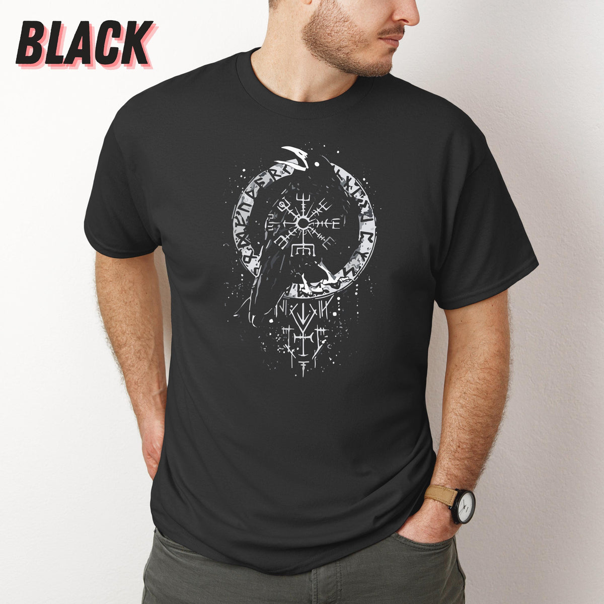Viking Odin T-Shirt - Odin Ravens Viking Shirt, Huginn Muninn Norse Mythology Tee
