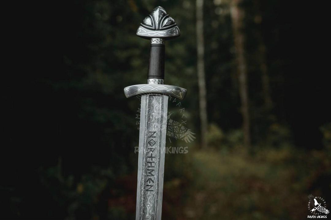 Viking Weapon Replica - Hand Forged Northmen Damascus Sword Replica, Authentic Viking Inspired
