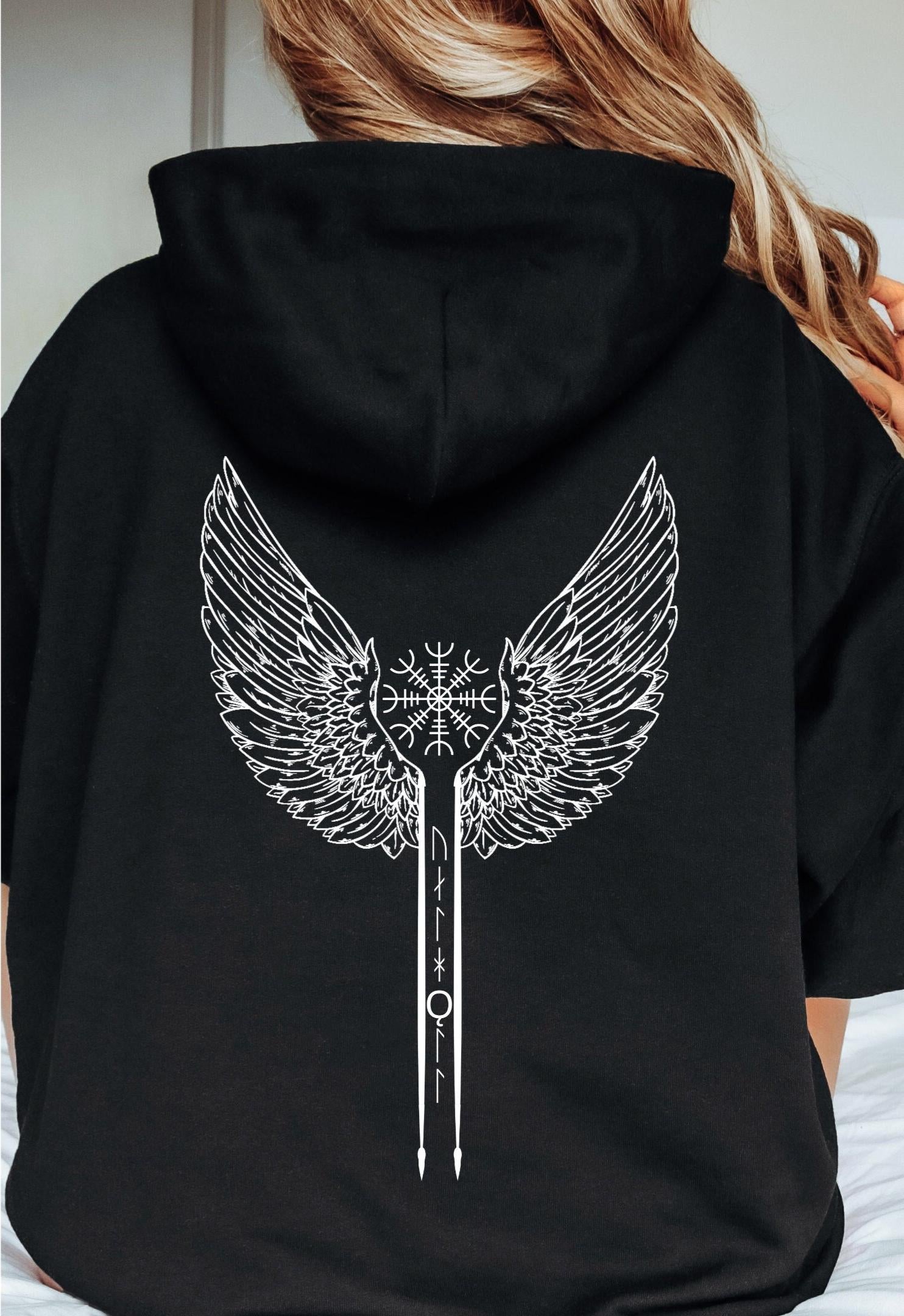 Viking Rune Hoodie - Protected By The Old Gods, Hoodie, Bind Rune, Norse, Pagan, Viking, Elder