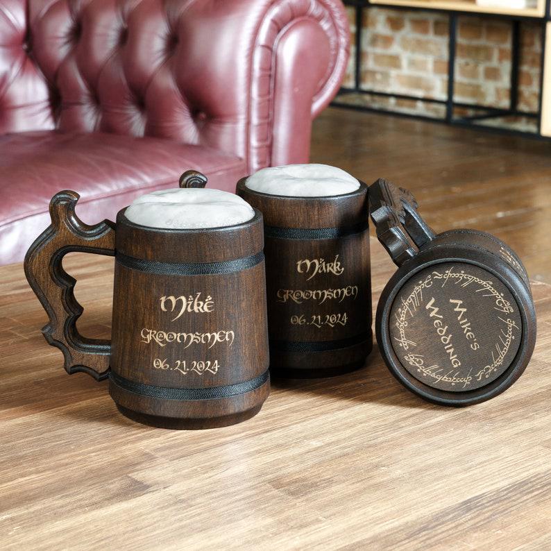 Viking Mug - Groomsmen gifts - wedding best men gifts, Lord wedding mug for him, Wood tankard