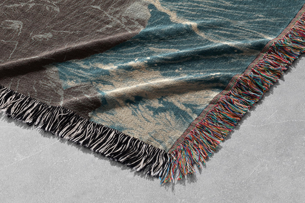 Viking Blanket - Viking Warrior Woven Blanket 100% Cotton, Norse Mythology Tapestry Throw