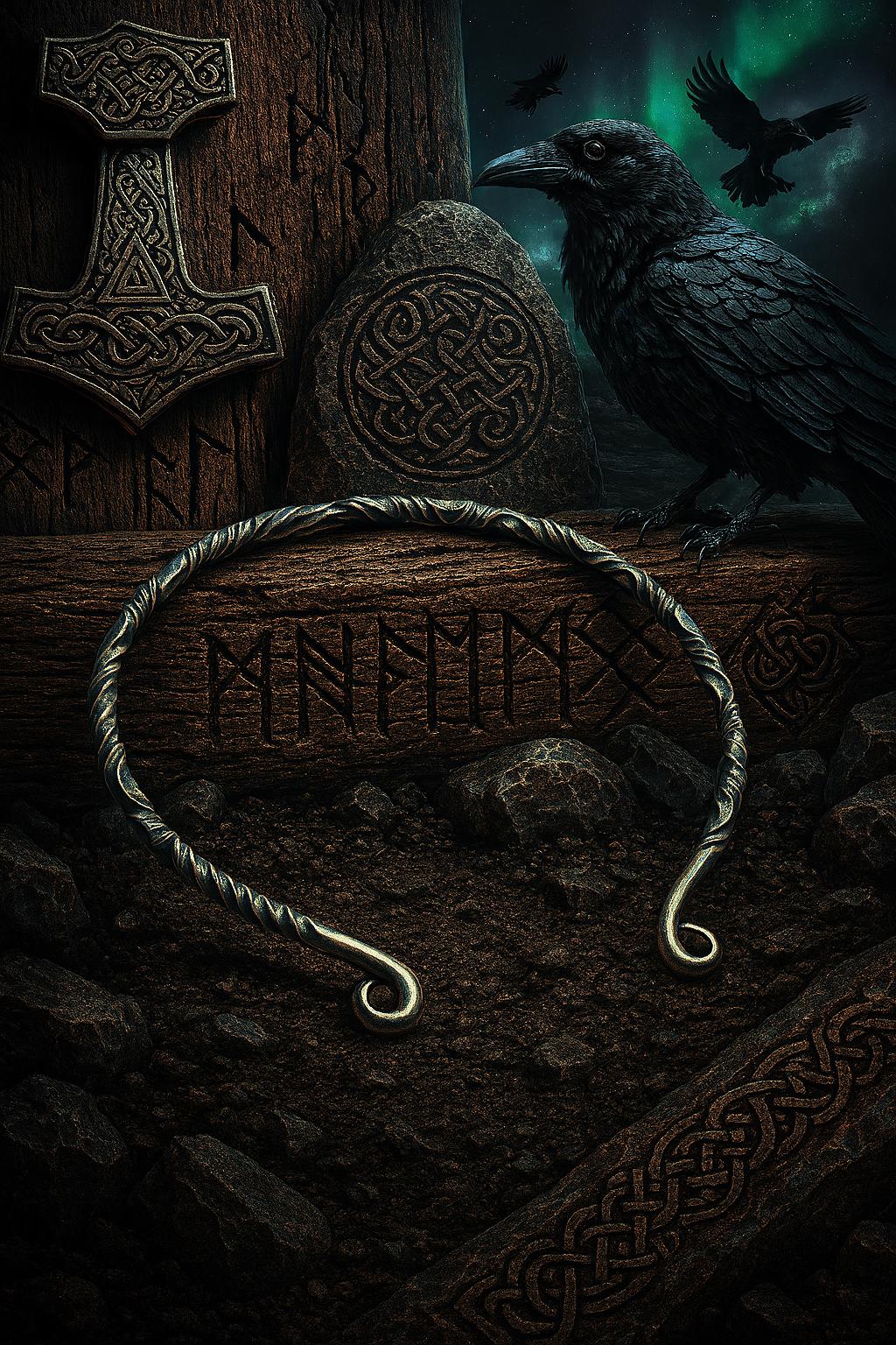 Viking Raven Necklace - Raven Head Viking Chain: Bronze Norse Necklace Replica