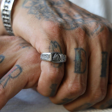 Viking Valknut Ring - Sterling Silver Norse Valknut Pinky Ring: Handcrafted Viking Statement