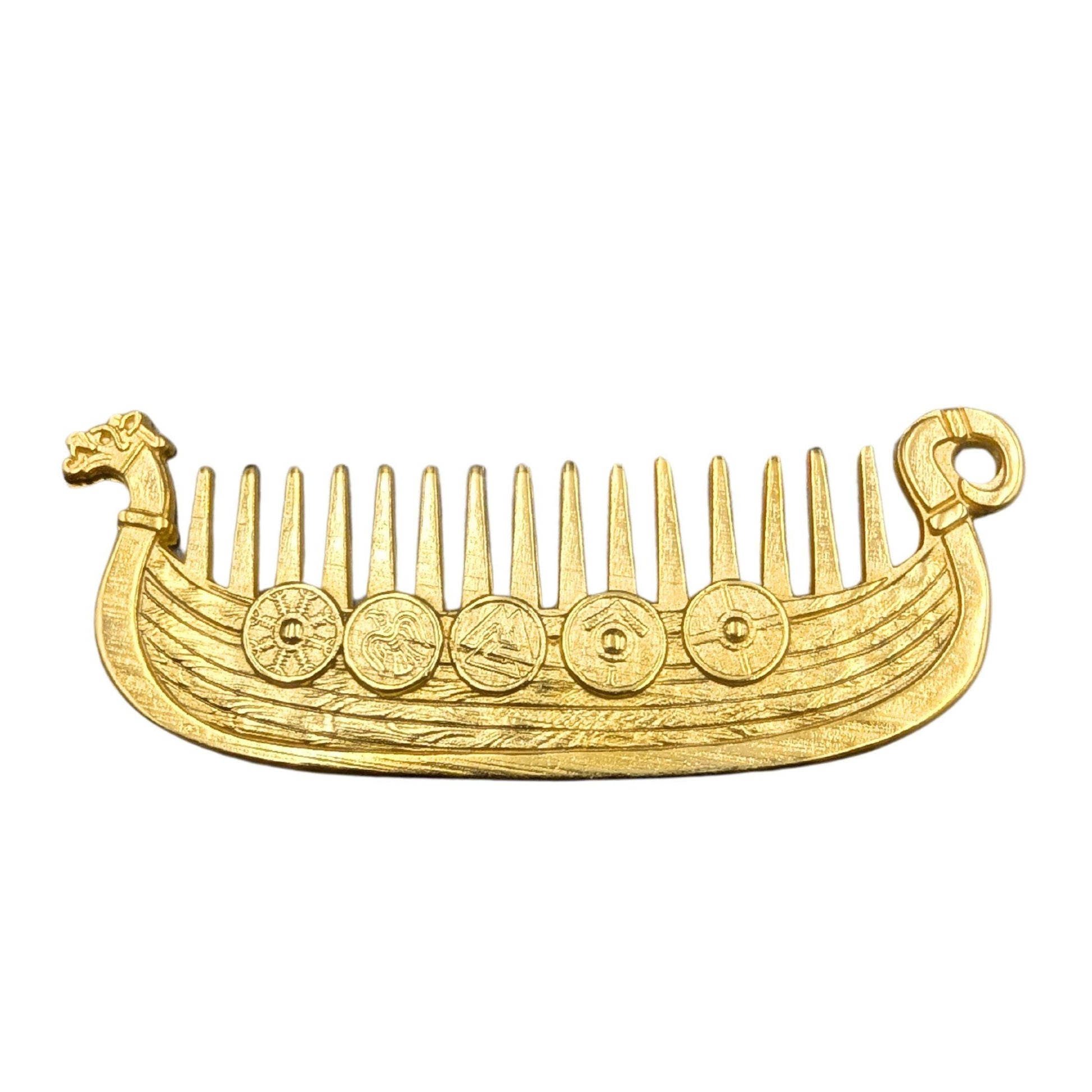 Viking Leather Accessory - Viking ship Beard comb EDC Nordic jewelry Viking Gifts for Him