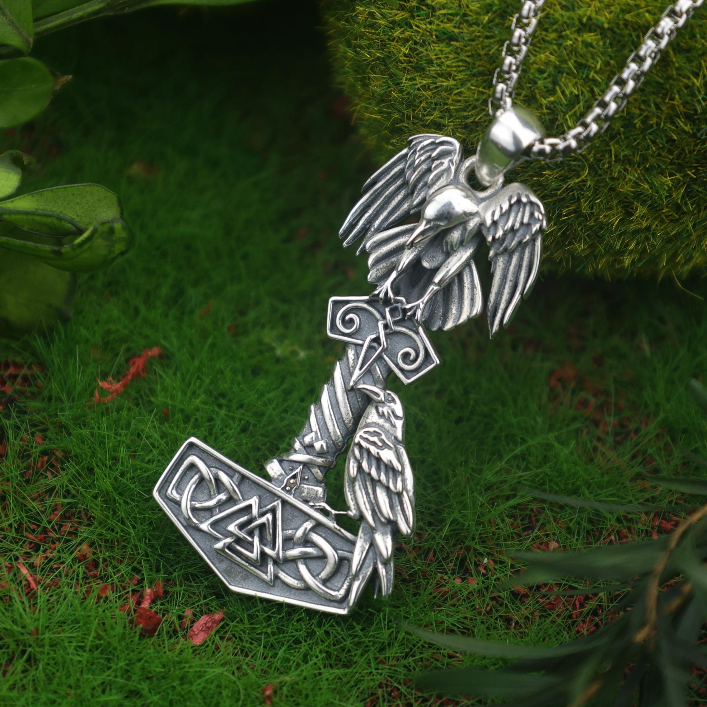 Viking Thor's Hammer Necklace - Mjolnir Necklace, Wolf Chain, Fenrir Amulet, Handmade Viking