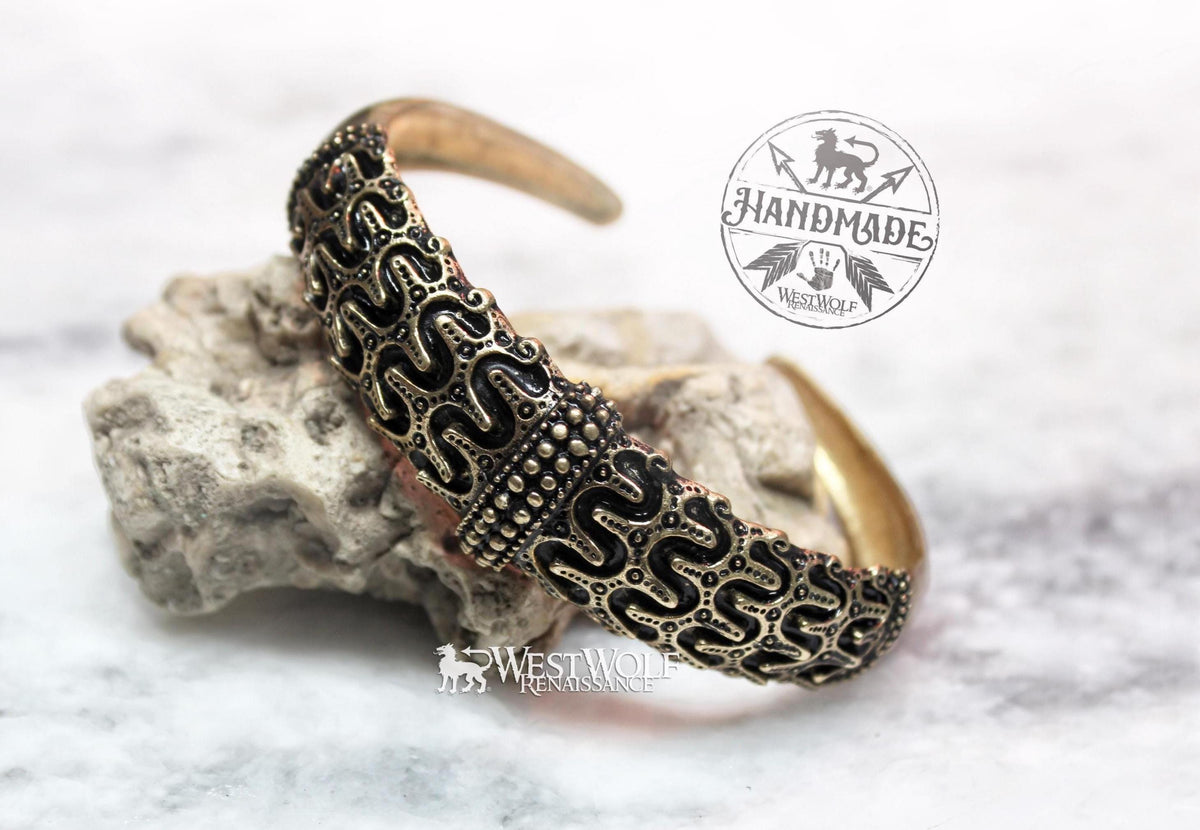 Viking Ring - Bronze Viking Dragon Knot Bracelet or Torc in the Mammen Art Style - Jewelry for Men