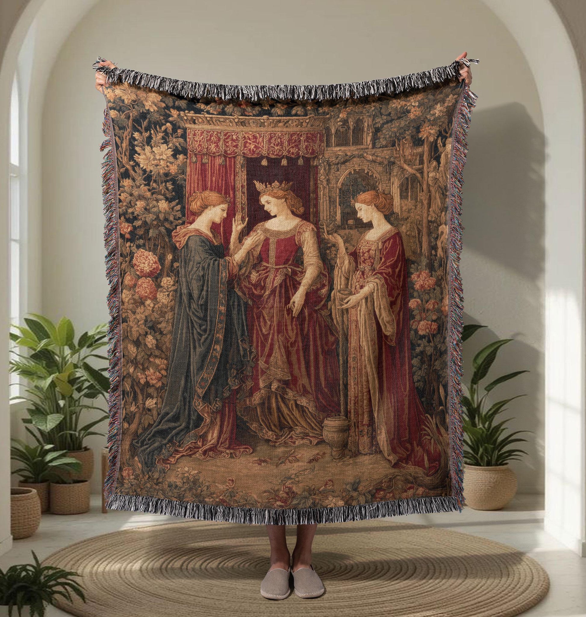 Viking Blanket - Epic Viking Warrior 100% Cotton Woven Blanket, Norse Mythology Home Decor Throw