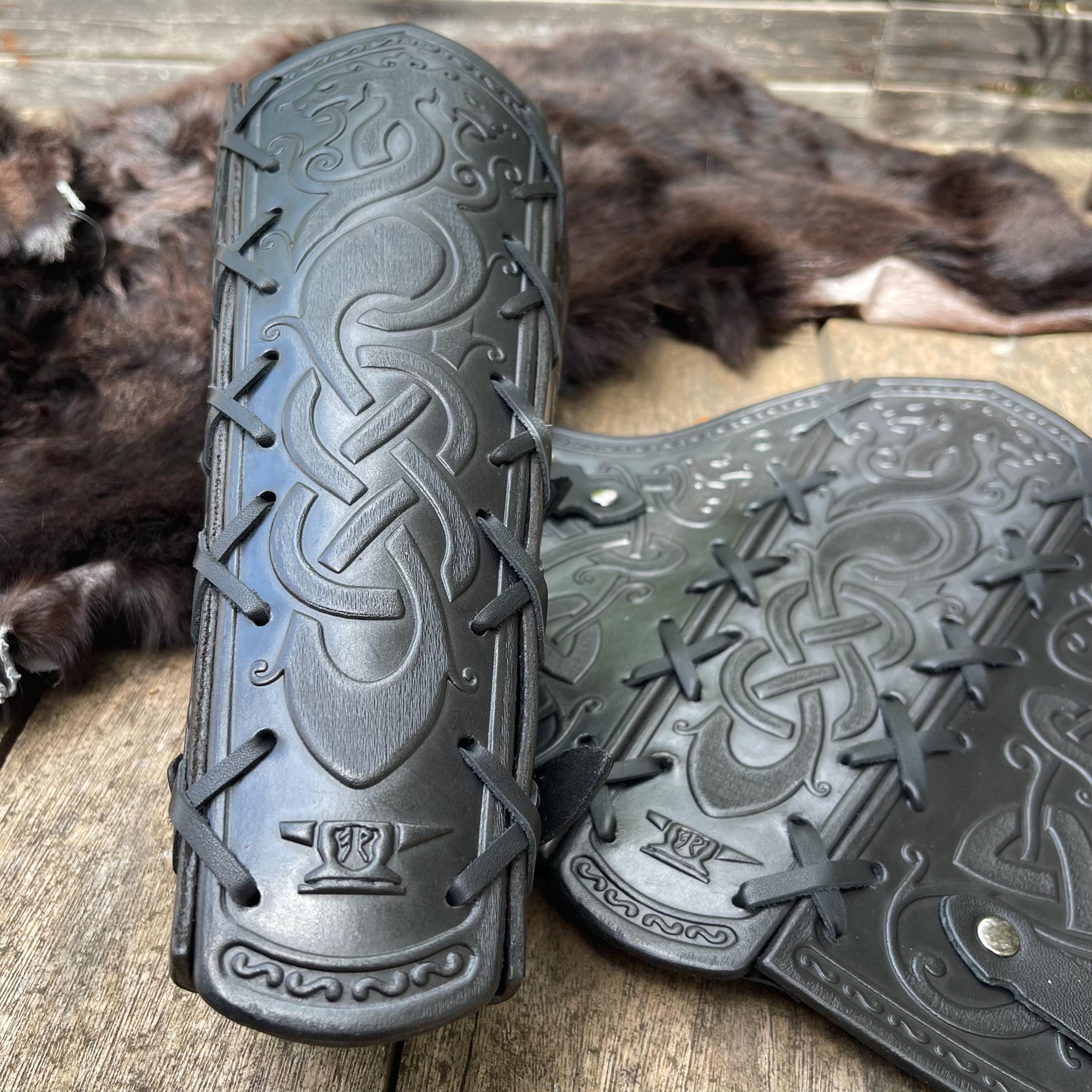 Viking Costume & LARP - Leather Viking Bracers: Ragnarok LARP Renfair Medieval Armor