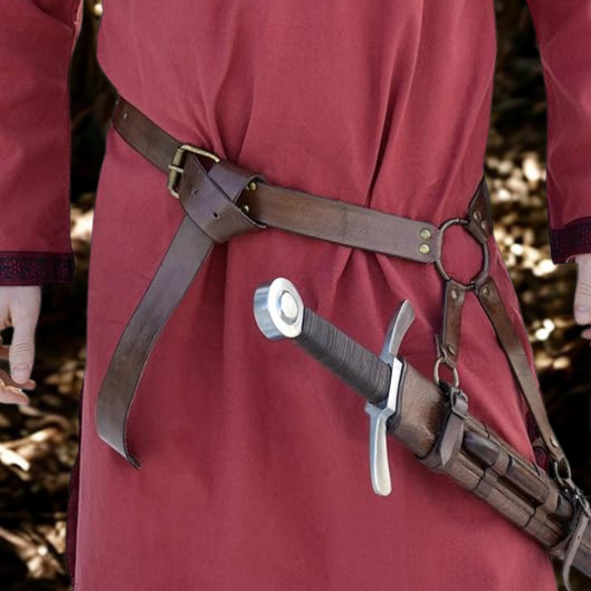 Viking Costume & LARP - Medieval Leather Belt Accessories Set, Viking Cosplay, Renaissance Faire