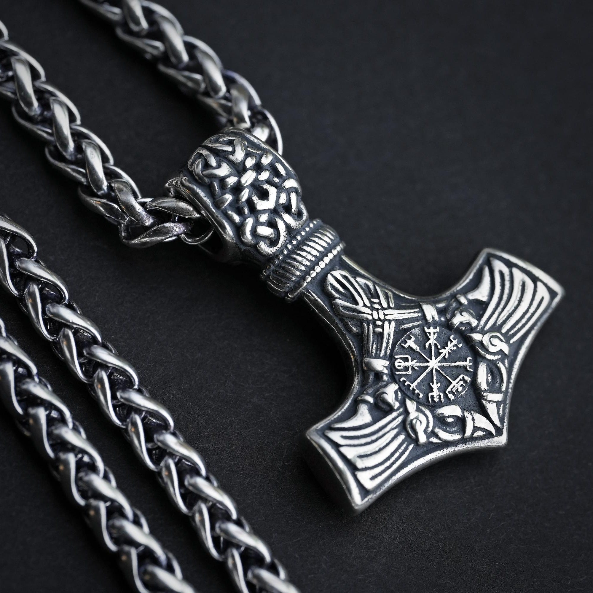 Viking Home Decor - 925 Sterling Silver, Brass, Stainless Steel Terminal Viking Wheat Chain 4 mm