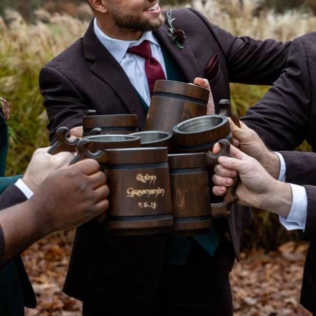 Viking Mug - Groomsmen gifts - wedding best men gifts, Lord wedding mug for him, Wood tankard