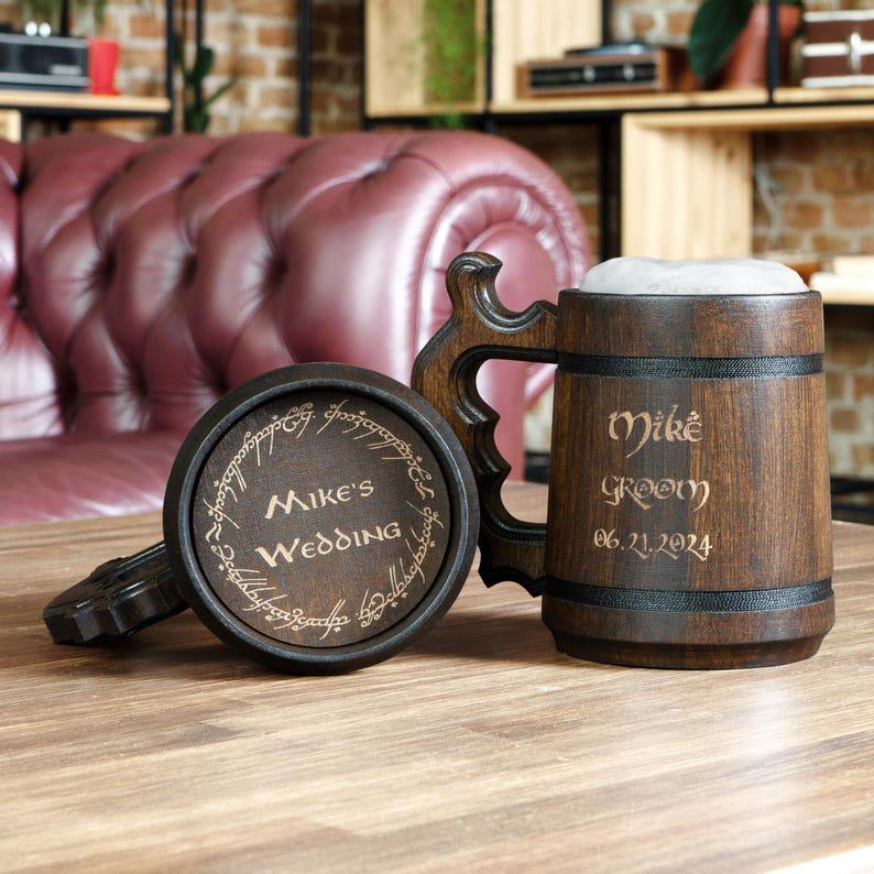 Viking Mug - Groomsmen gifts - wedding best men gifts, Lord wedding mug for him, Wood tankard