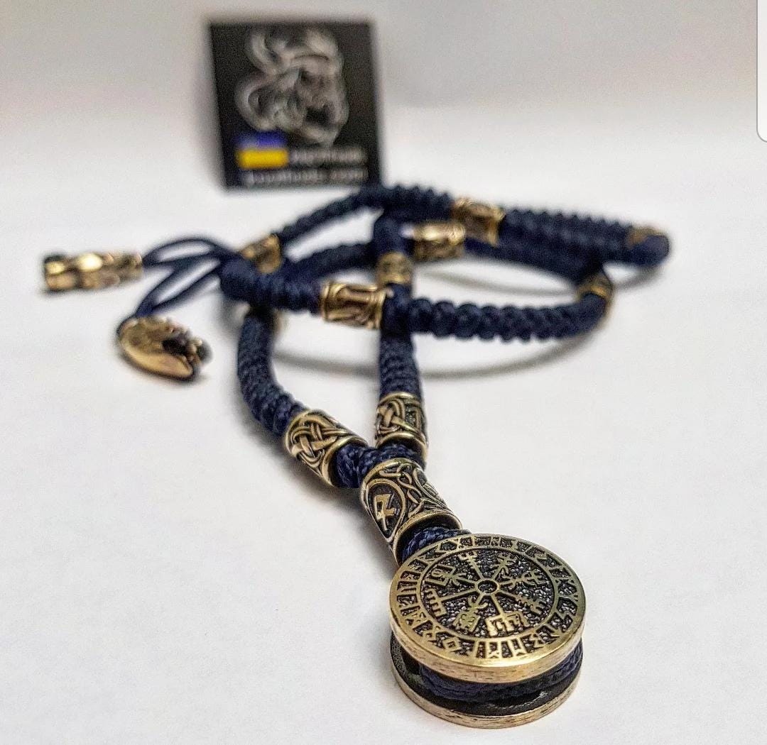 Viking Vegvisir Compass Necklace - Handmade Viking Paracord Necklace – Vegvisir Amulet, Norse